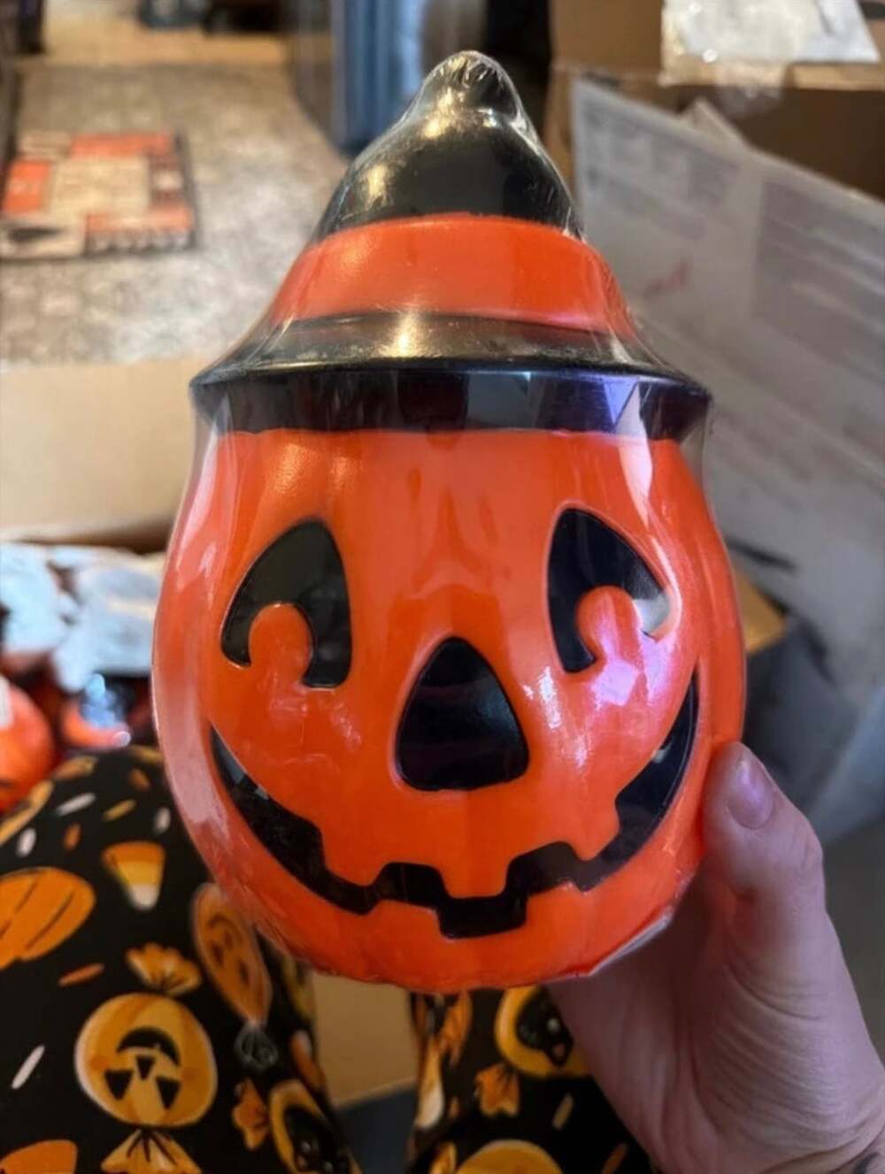 Empire Tree Light Toppers Halloween Pumpkin with Witch Hat Blow Mold 1995